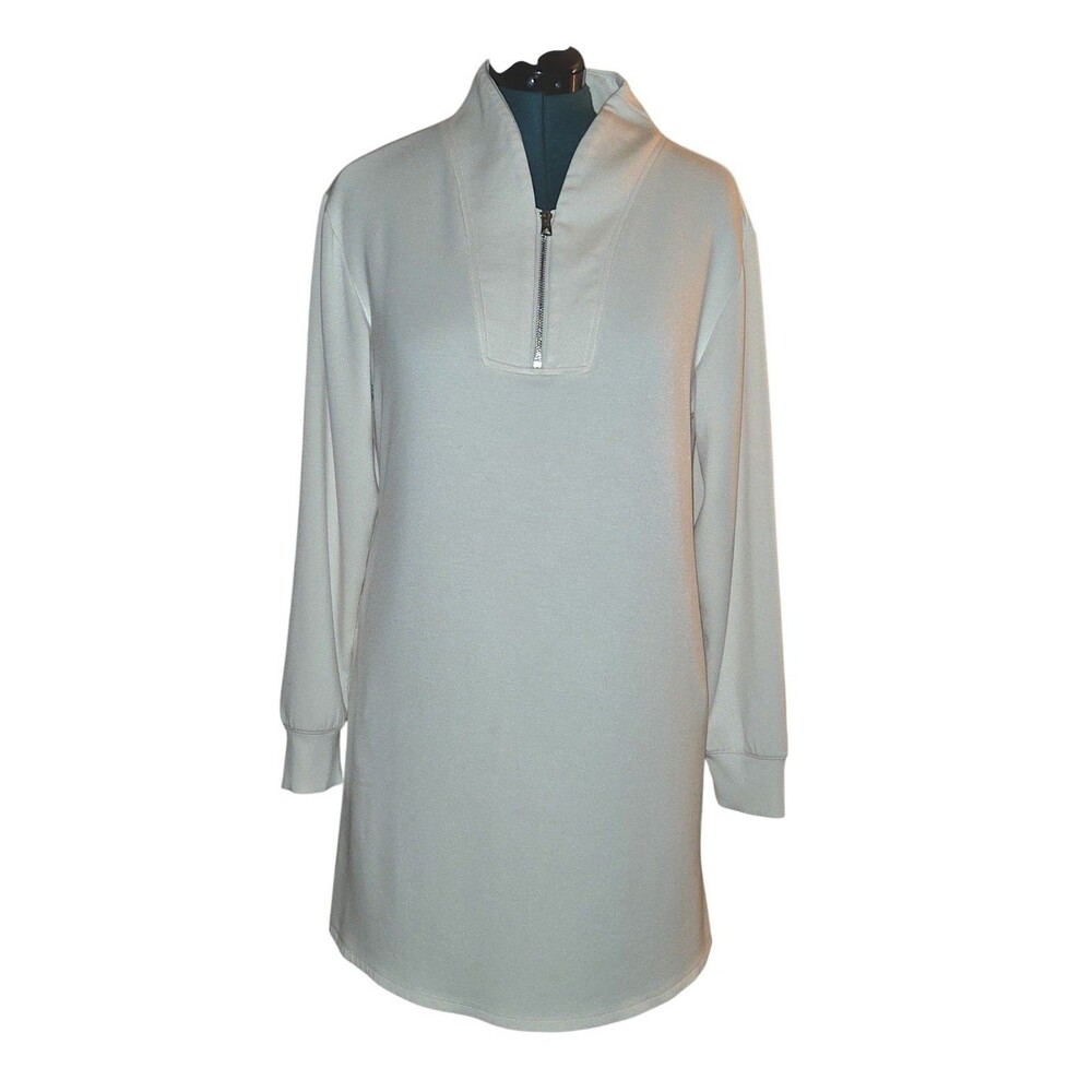 Softies Dreamtech 35'' 1/4 Zip Tunic Lounger Dress Women Size L Cream Cozy